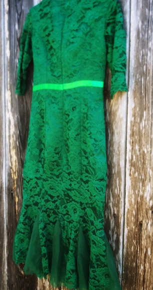 NWT Green Lace Midi Mermaid Dress US Size 2 - Picture 3 of 6